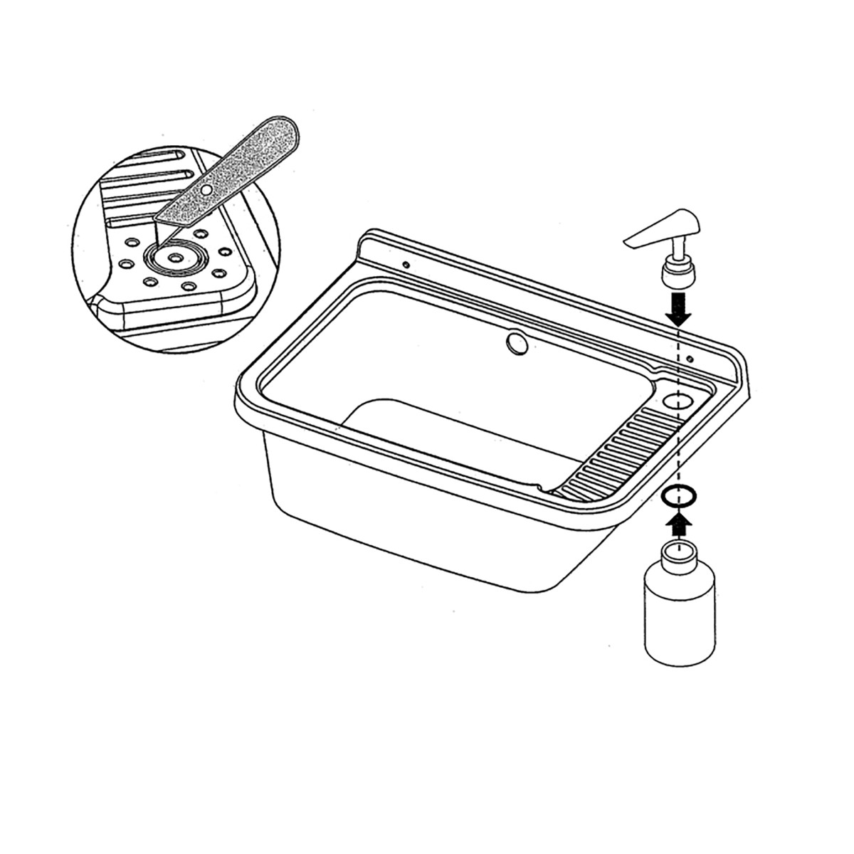 Pilozzo a parete in resina 50x35cm con dosa sapone in pvc