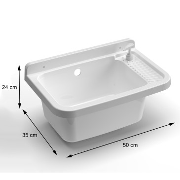 Lavabo mural en résine 50x35cm avec distributeur de savon en PVC