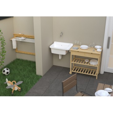 Lavabo mural en résine 50x35cm avec distributeur de savon en PVC