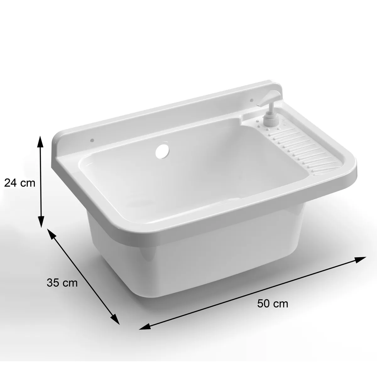 60 cm 58,5 x 38 x 26,5 großes, wandmontiertes Waschbecken...