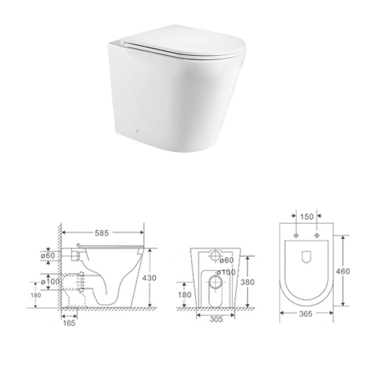 Sanitari Filo Muro River Rimless Scarico Ciclonico |...