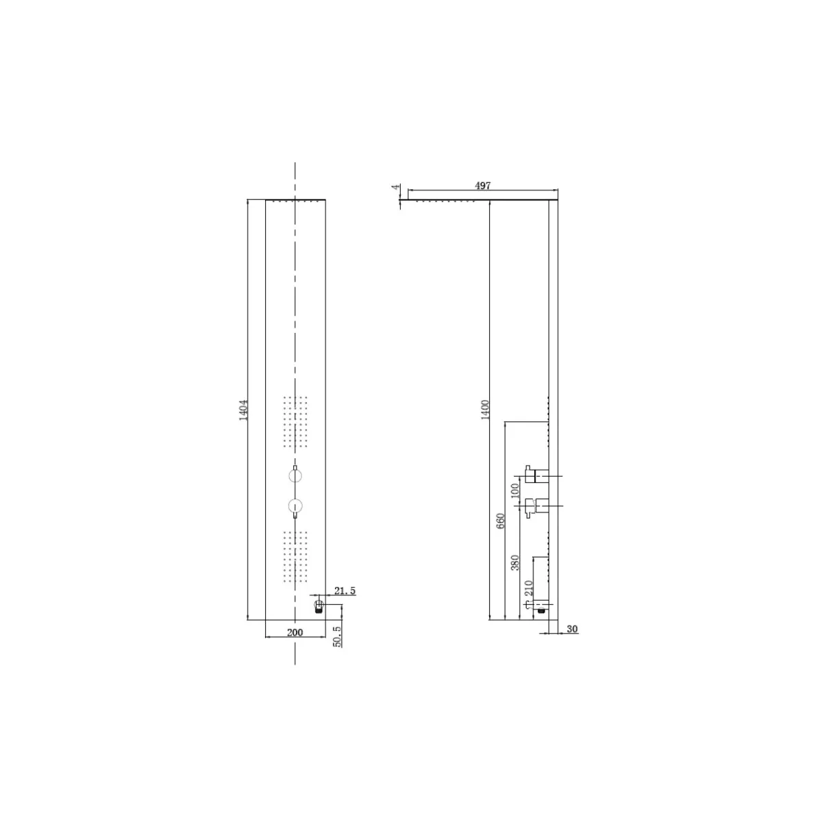 Duschsäule aus verchromtem, poliertem Edelstahl,...