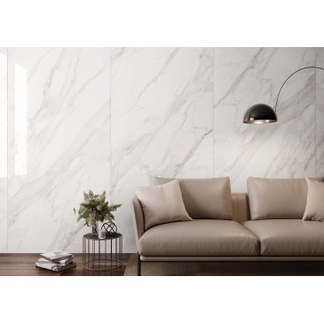 Piastrella in gress porcellanato Calacatta Gold White Lucido  60x120