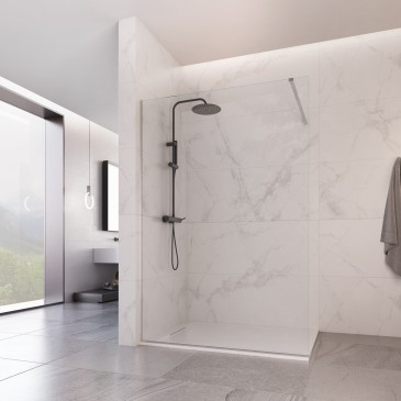 Douche à l'italienne transparente réversible Hauteur H195cm OSIDIRE