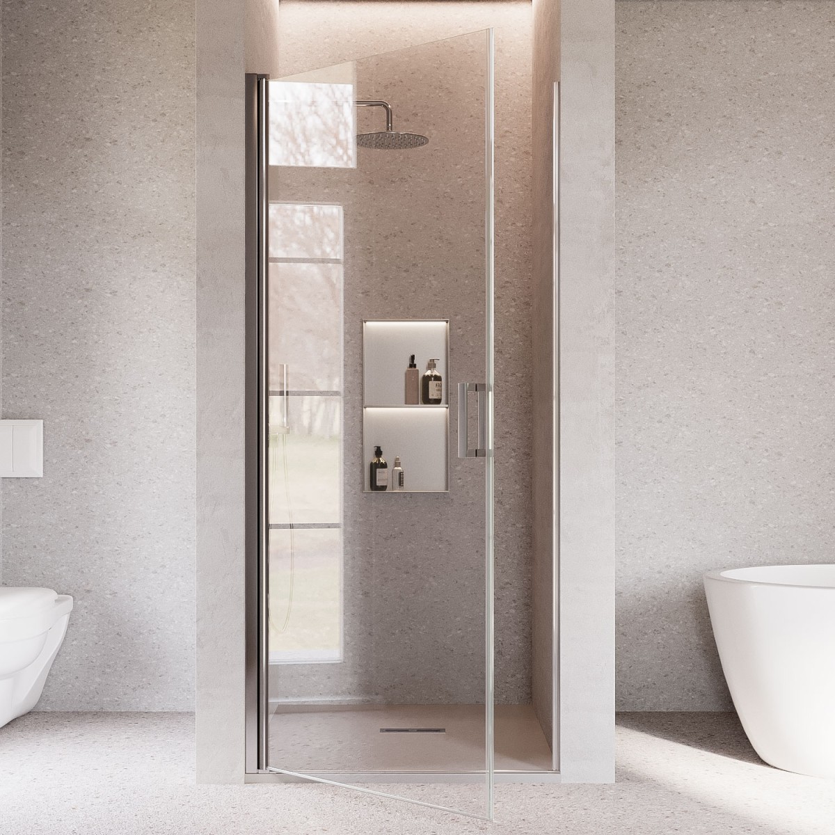 Porta doccia nicchia anta battente H195cm anticalcare SALEMA