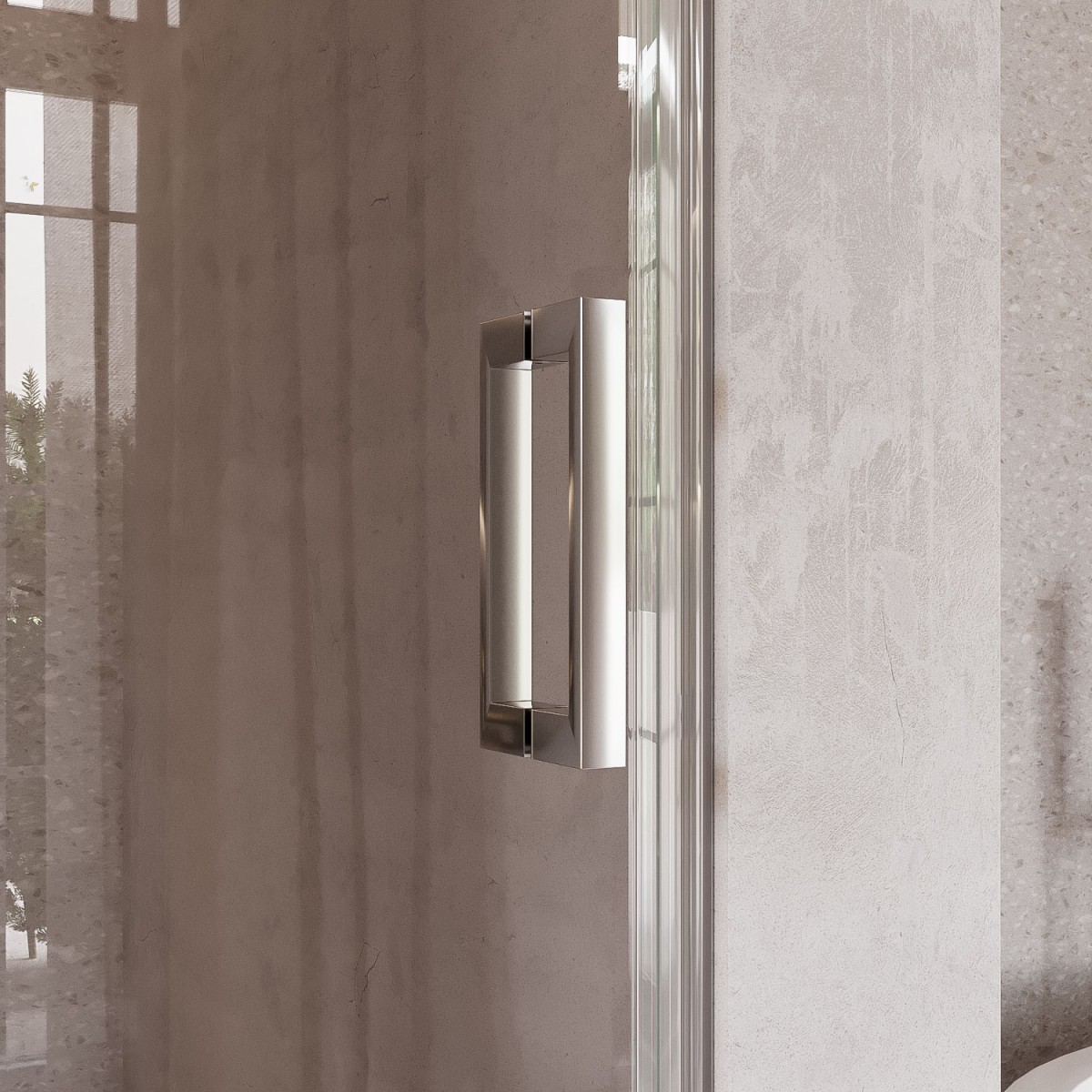 Porte de douche battante pour niche, H195cm, traitement...