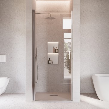 Porte de douche battante pour niche, H195cm, traitement anticalcaire SALEMA