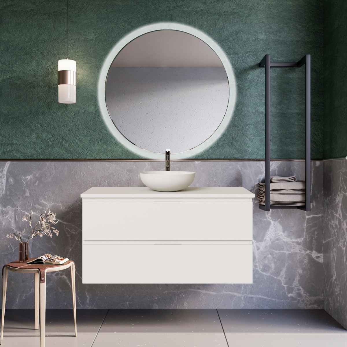 Mobile bagno sospeso 100cm laminato bianco ARMONY