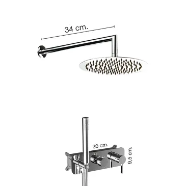 Ensemble de douche moderne avec inverseur et douchette chromée, design urbain