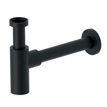 Siphon télescopique noir mat, inspectable, pour évier
