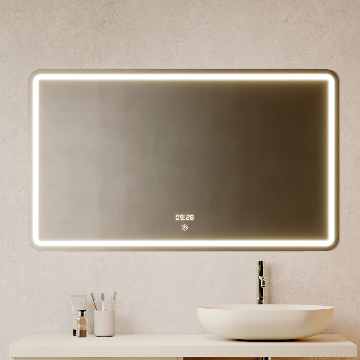 Miroir de salle de bain rectangulaire moderne à LED |...