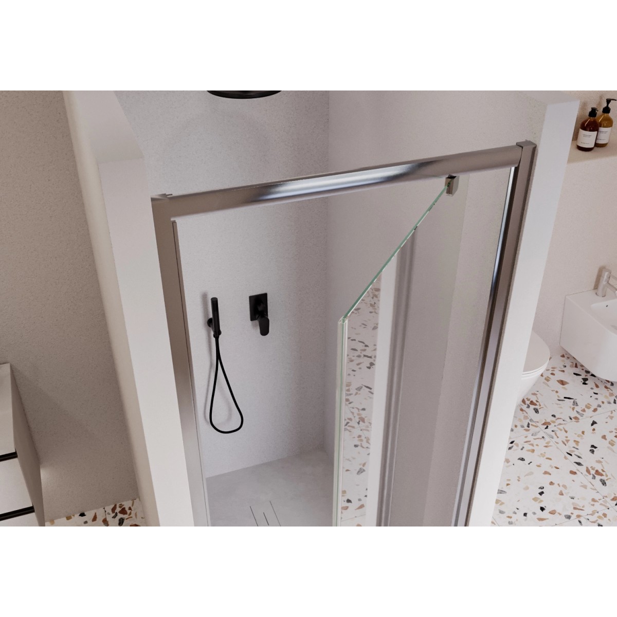 Adele 1-türige, transparente Drehtür für Dusche, Höhe 195...