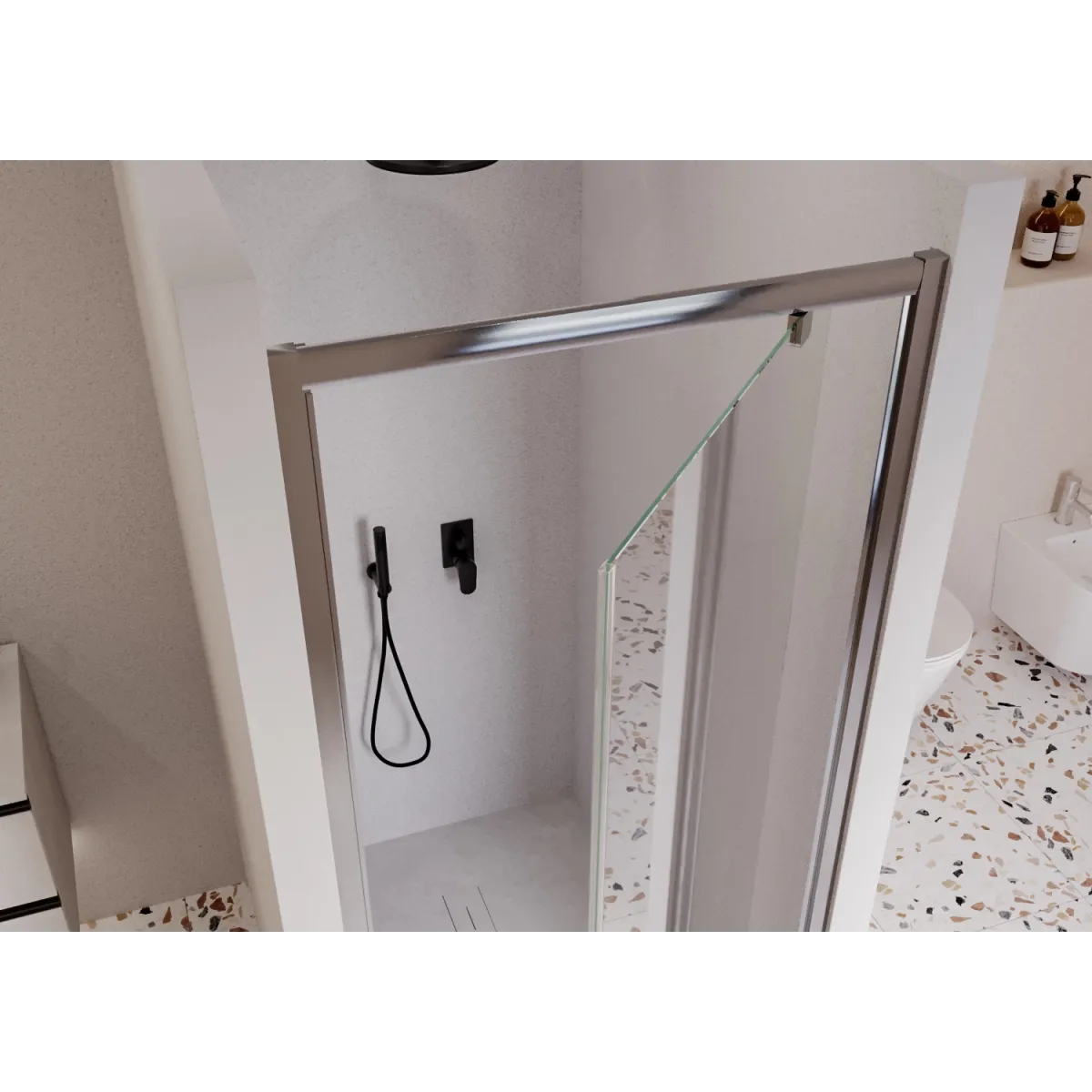 Porte de douche Adele 1 porte transparente à charnières...