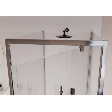 Cabine de douche à 3 côtés avec porte à charnières transparentes h195 Adele