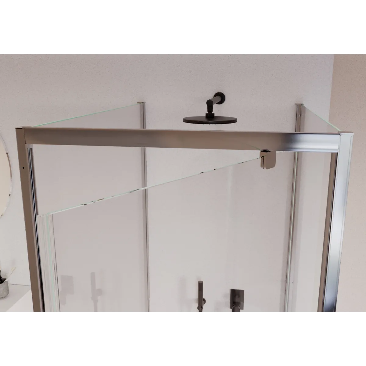 Cabine de douche à 3 côtés avec porte à charnières...