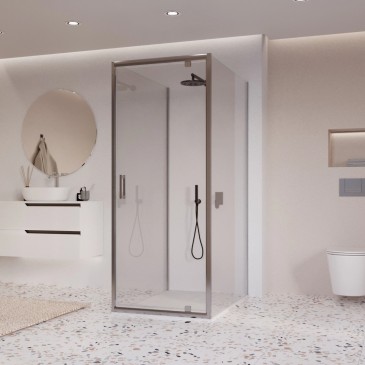 Cabine de douche à 3 côtés avec porte à charnières transparentes h195 Adele