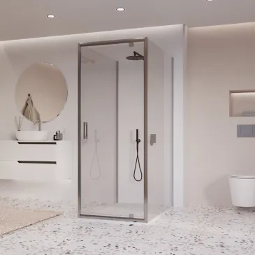 Cabine de douche à 3 côtés avec porte à charnières transparentes h195 Adele