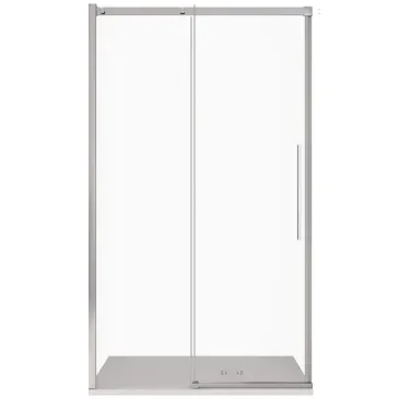 Porte de douche pour niche avec profilés en acier satiné h200