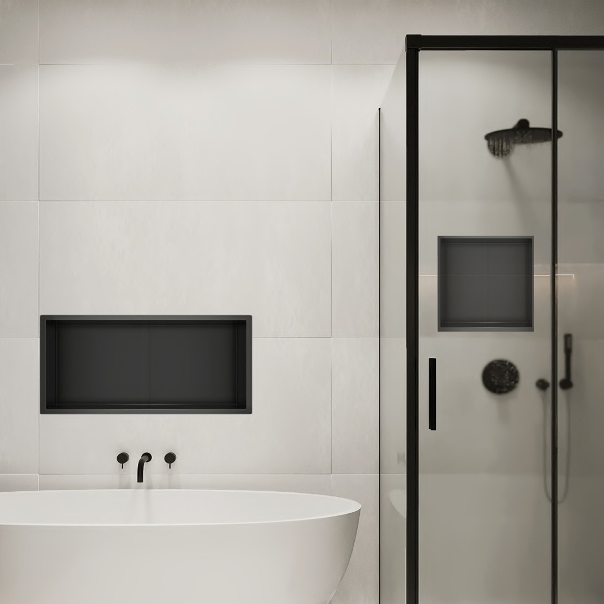 Niche de douche GLAMOUR 60x30 noire profondeur 8cm