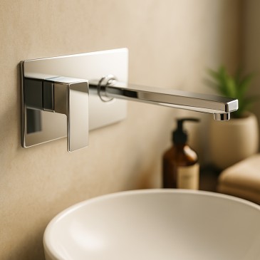 Wandmontierter quadratischer Waschbeckenhahn im Design Manara-3