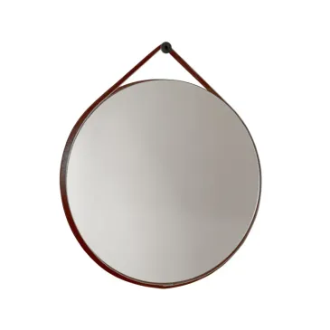 Miroir rond avec ceinture en cuir | Mondialshop