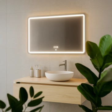 Miroir de salle de bain rectangulaire moderne à LED | Mondialshop