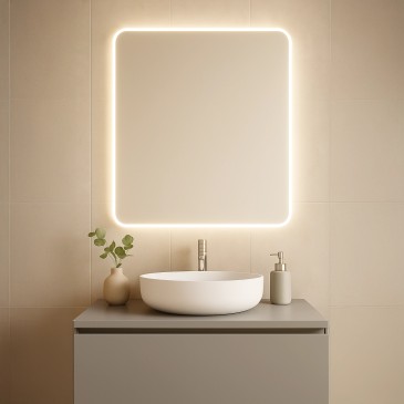 LED-Badezimmerspiegel mit Hintergrundbeleuchtung und abgerundeten Ecken | Mondialshop
