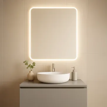 LED-Badezimmerspiegel mit Hintergrundbeleuchtung und abgerundeten Ecken | Mondialshop