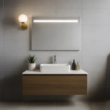 Miroir de salle de bain à LED pour meuble à bords polis | Mondialshop