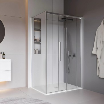 Cabine de douche à double porte coulissante, 200 cm de hauteur, anticalcaire, TARGET