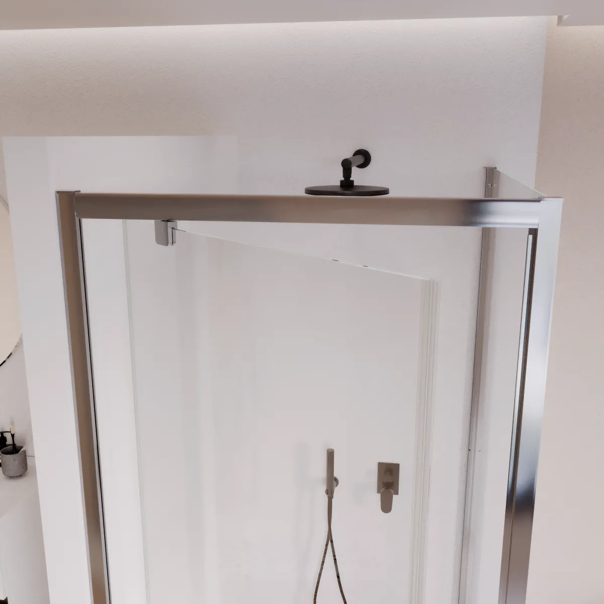 Cabine de douche à double paroi avec porte fixe à...