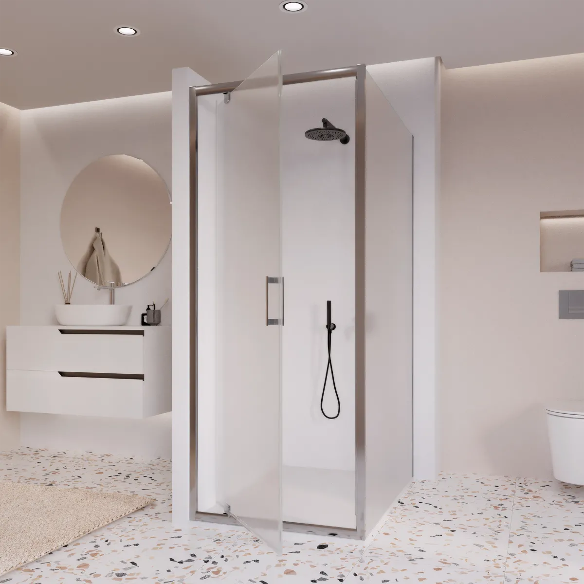 Cabine de douche Adele 195 mm 6 mm opaque à double porte...