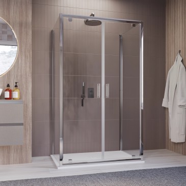 Cabine de douche 3 côtés, intérieure ou extérieure, transparente, h195, 6 mm Java