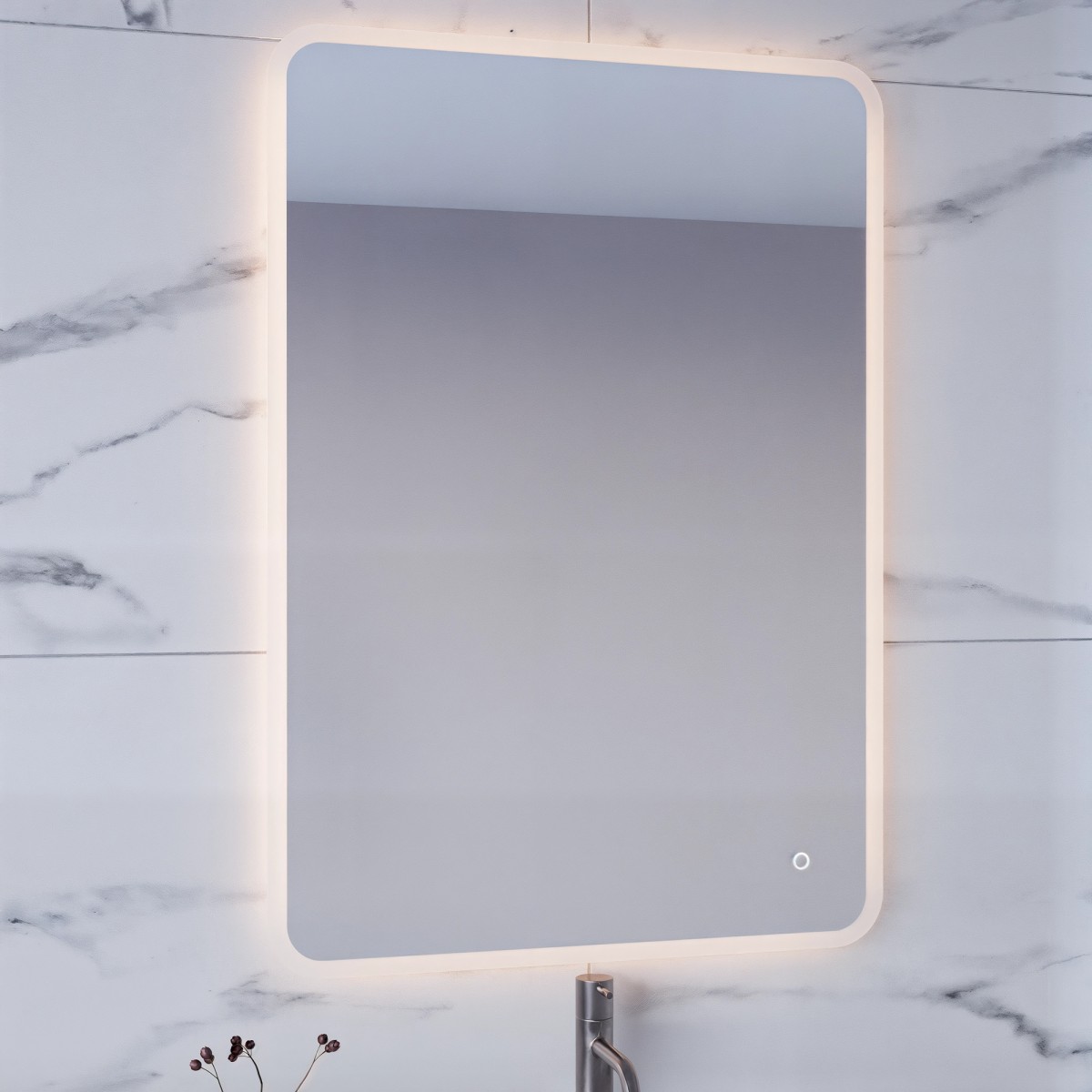 specchio con luce led frontale