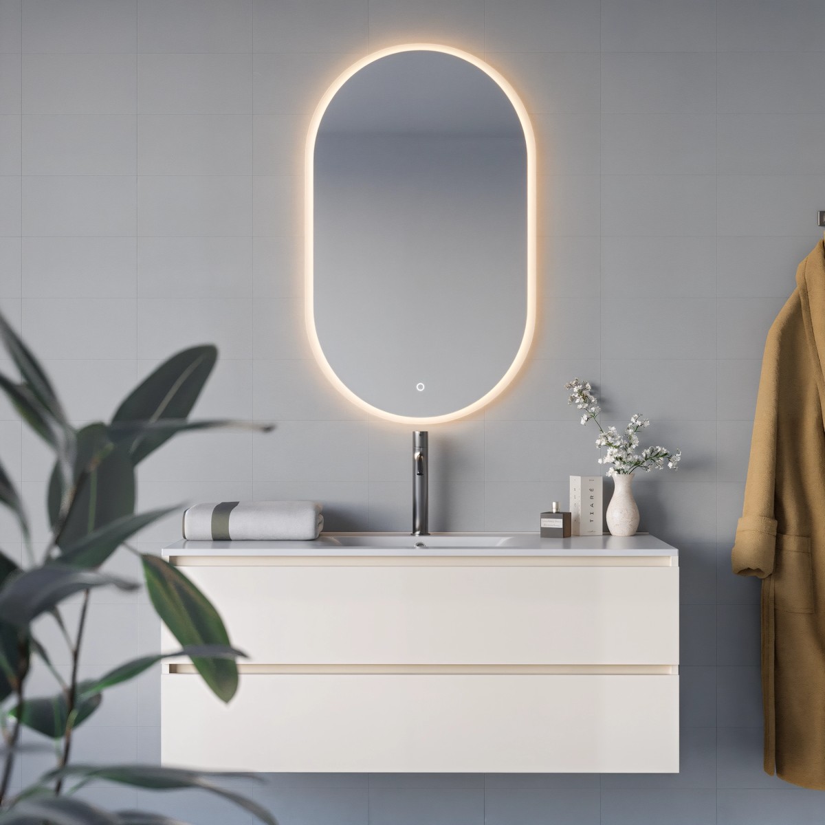 Specchio Bagno Ovale LED Touch-Screen | Mondialshop