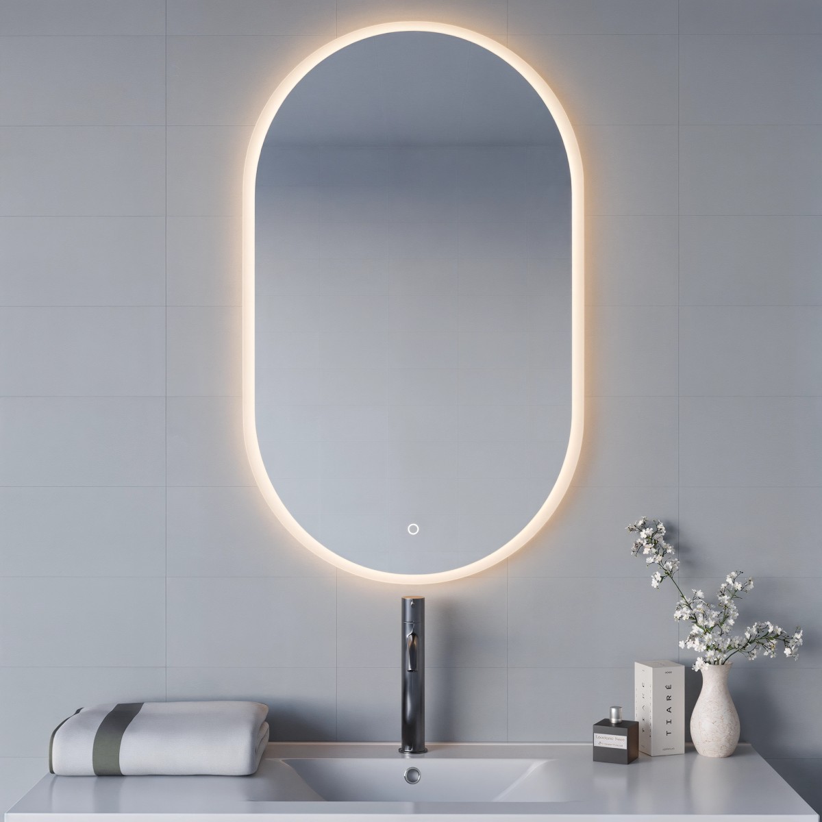 Specchio Bagno Ovale LED Touch-Screen | Mondialshop