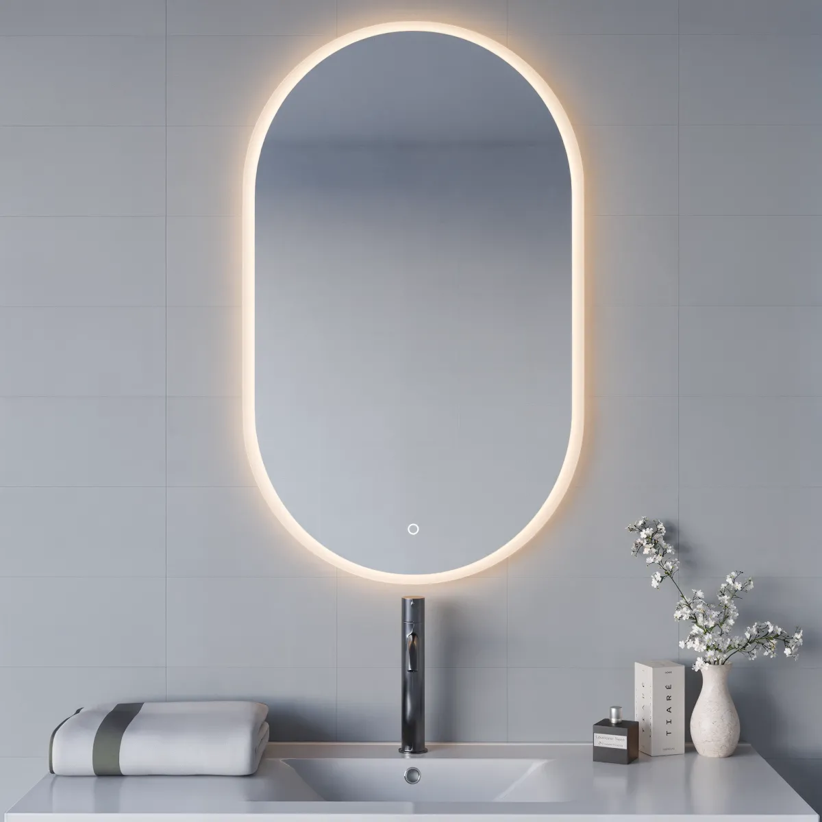 Specchio Bagno Ovale LED Touch-Screen | Mondialshop