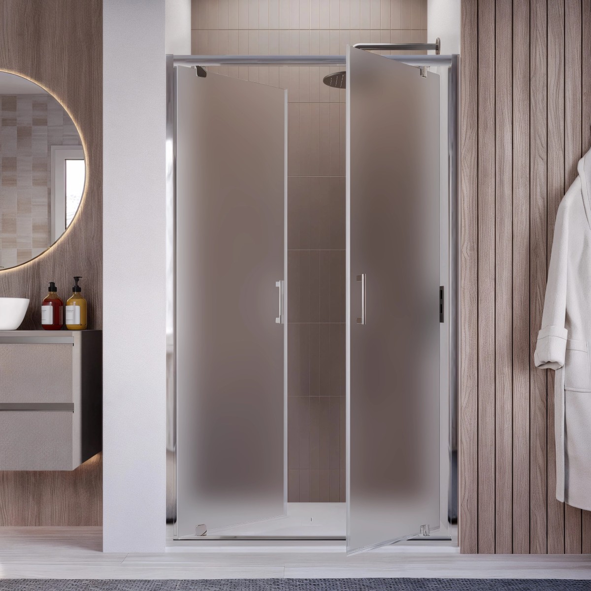 Porte de douche avec ouverture de type salon 80 90 100