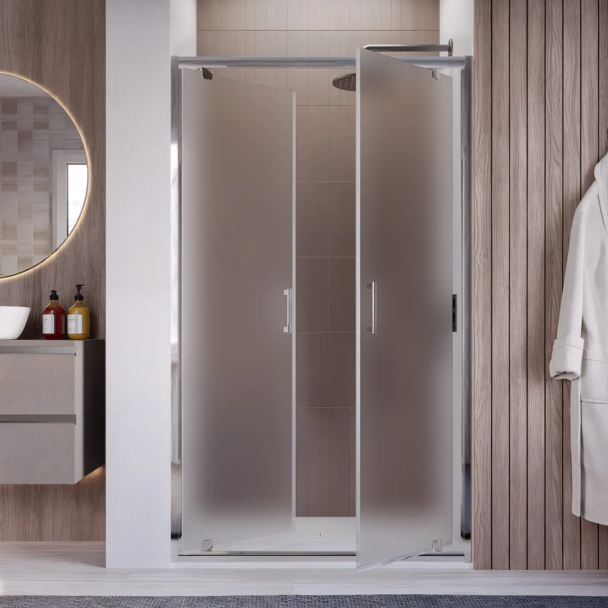 Porte de douche avec ouverture de type salon 80 90 100