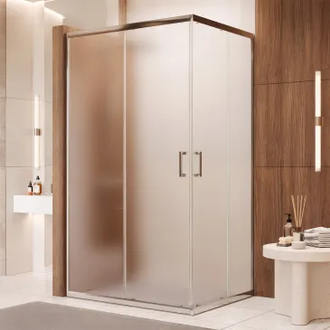 Cabine de douche d'angle en satin ADRY | Mondialshop