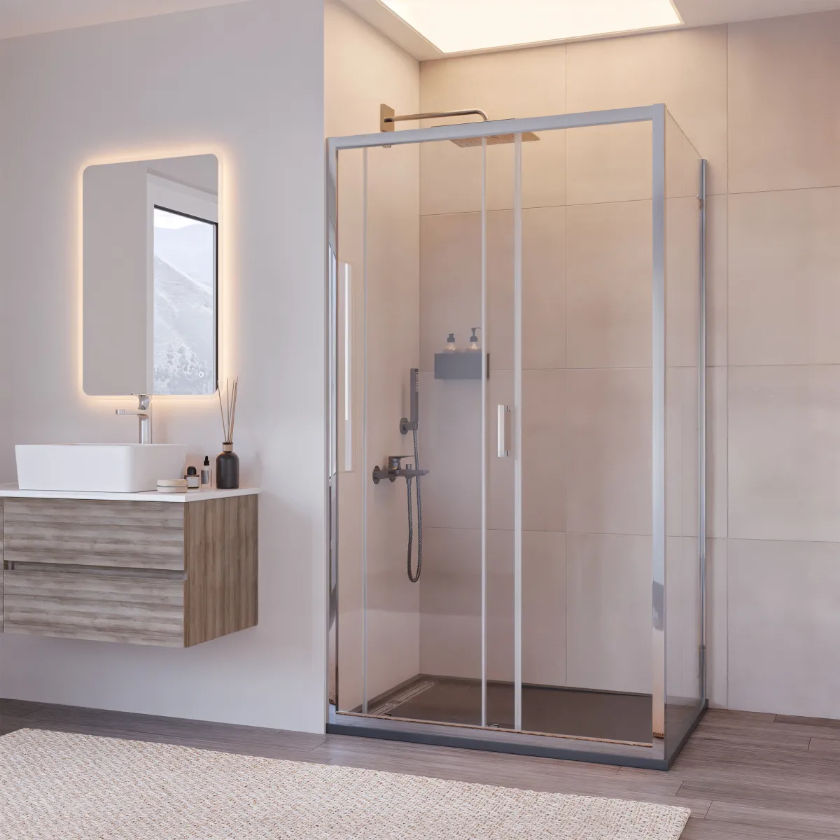 Agata H195 Doppelseitige Schiebeduschkabine | Mondialshop