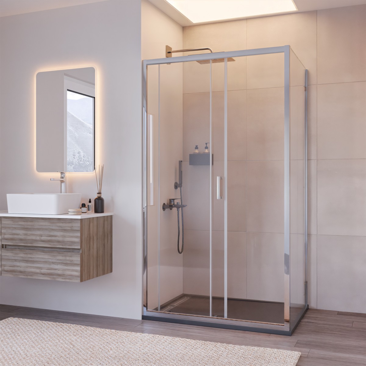 Cabine de douche coulissante double face Agata H195 |...