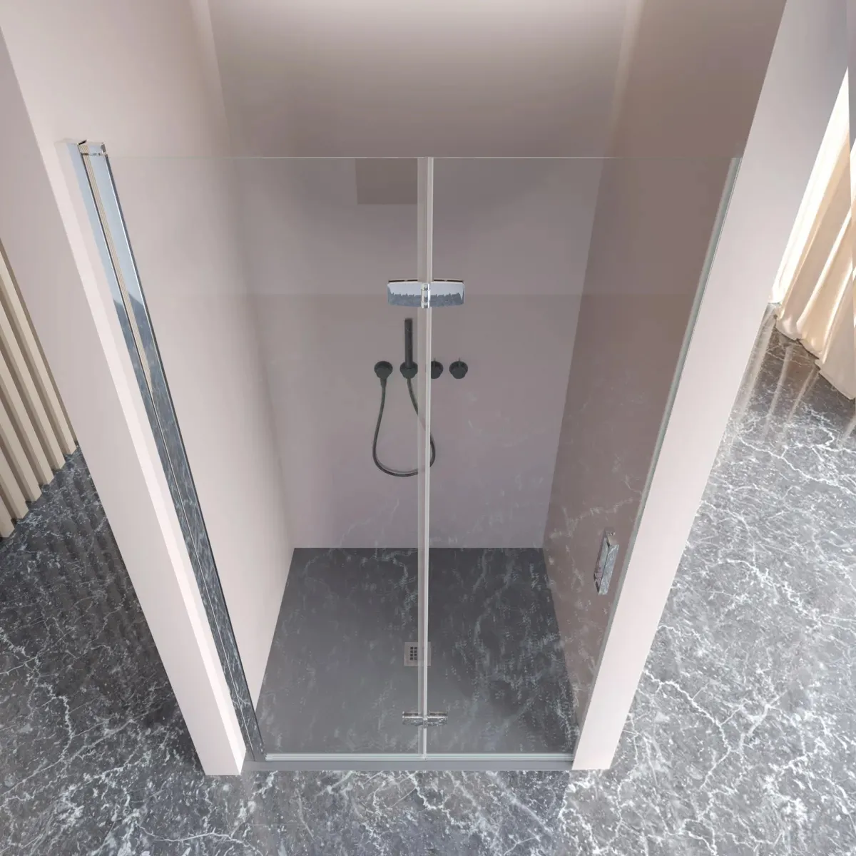 Porte de douche pliante anticalcaire REA H195 avec soufflet