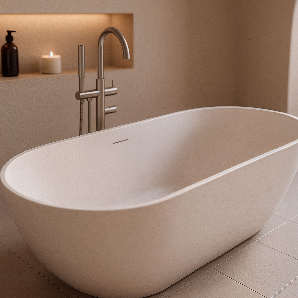 Vasca da Bagno Freestanding 160x73 Bianco Opaco MOON
