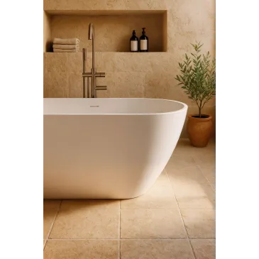 Freistehende Badewanne, mattweiß, 150x73 MOON