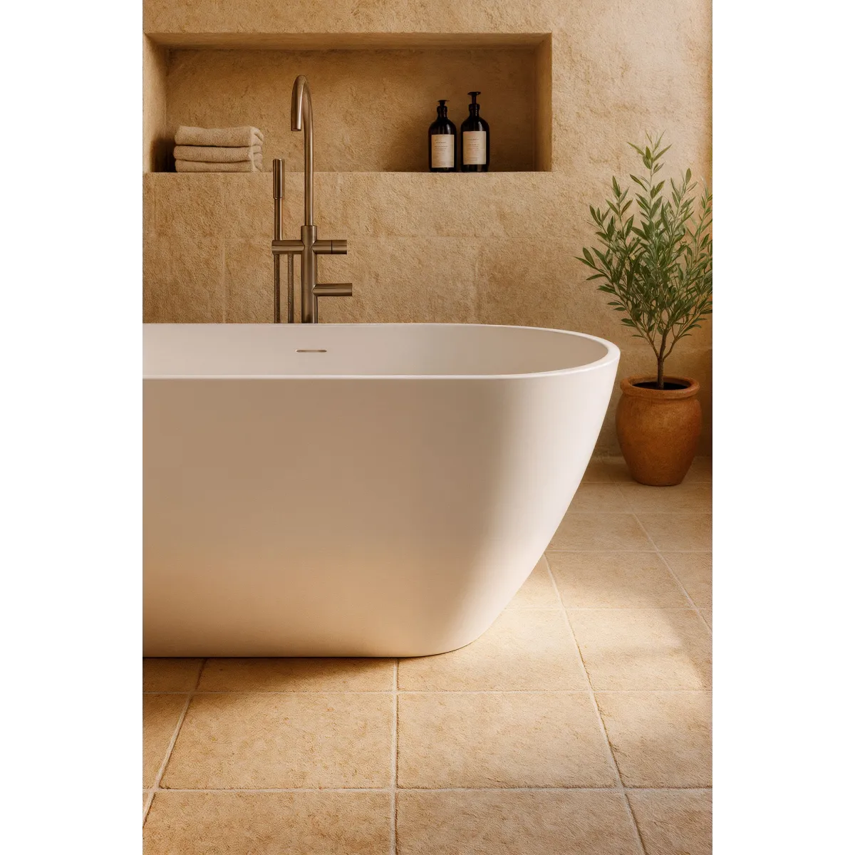 Freistehende Badewanne, mattweiß, 150x73 MOON