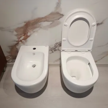 WC et bidet blanc mat avec chasse d'eau cyclonique MOON