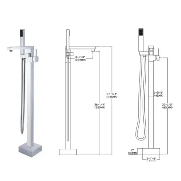 Rubinetto vasca nero a pavimento freestanding quadrata ARPELS