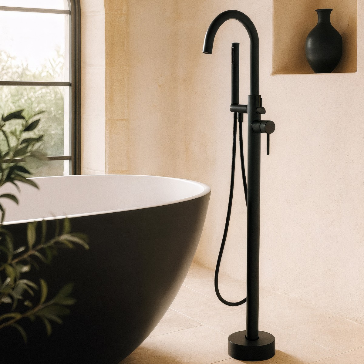 Miscelatore vasca freestanding nero Tiffany