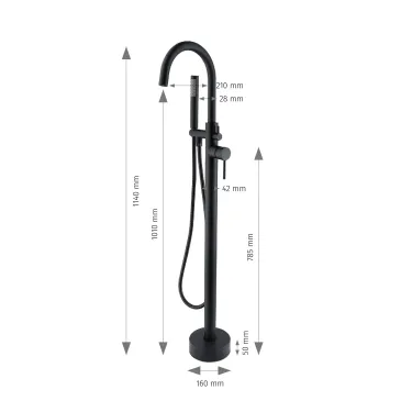 Miscelatore vasca freestanding nero Tiffany